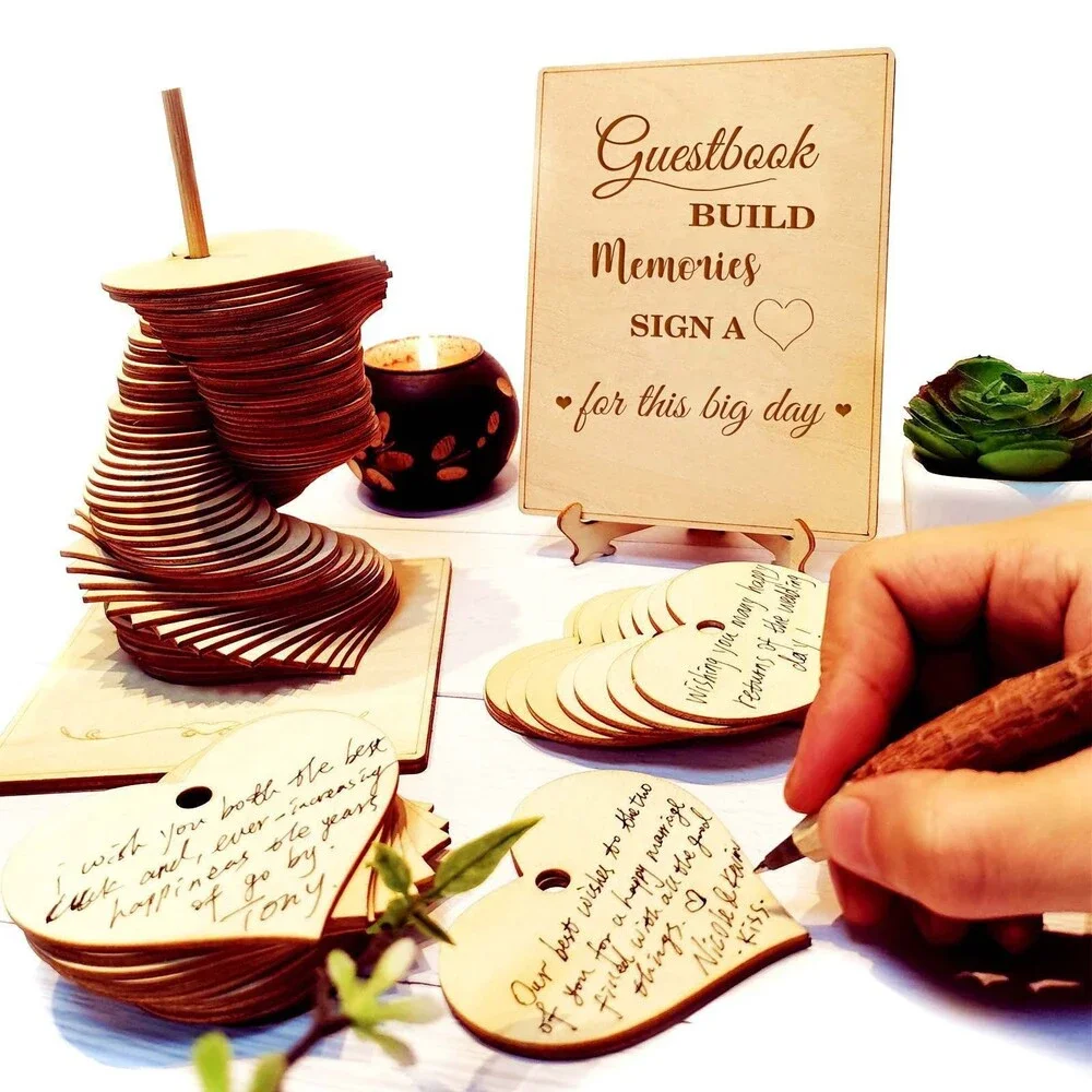 Wedding Guest Book Alternative Sign 72 Wood Hearts Guest Book Wedding Reception,